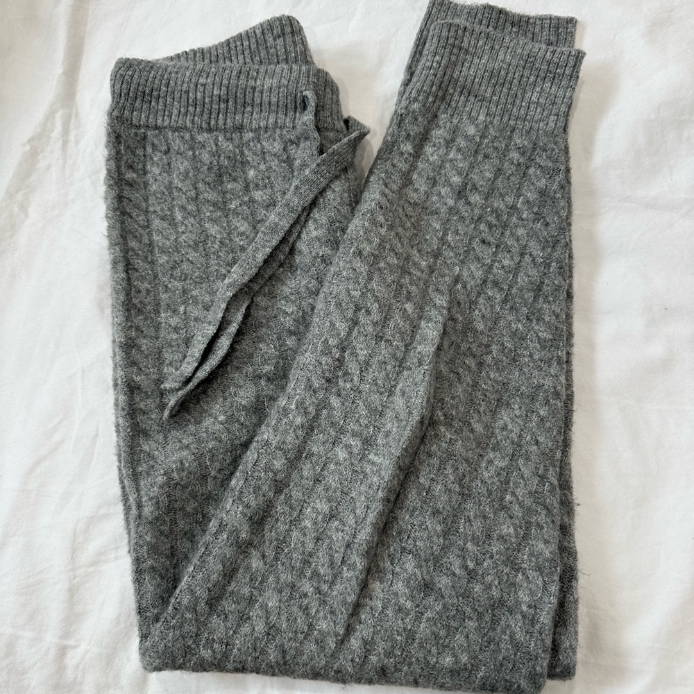 Central Park West Gray Cable Knit Track Pants